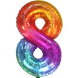 Parti Station Rakam Folyo Balon Gökkuşağı Rakam Balon Renkli 8 Yaş Balon 76 Cm Sayı Balon Uçan Balon Helyum Balon
