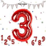 Parti Station Rakam Folyo Balon Kırmızı Rakam Balon Kırmızı 3 Yaş Balon 76 Cm Sayı Balon Uçan Balon Helyum Balon