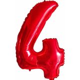 Parti Station Rakam Folyo Balon Kırmızı Rakam Balon Kırmızı 4 Yaş Balon 76 Cm Sayı Balon Uçan Balon Helyum Balon