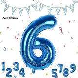 Parti Station Rakam Folyo Balon Lacivert Rakam Balon Mavi 6 Yaş Balon 76 Cm Sayı Balon Uçan Balon Helyum Balon