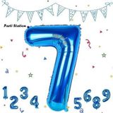 Parti Station Rakam Folyo Balon Lacivert Rakam Balon Mavi 7 Yaş Balon 76 Cm Sayı Balon Uçan Balon Helyum Balon