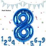Parti Station Rakam Folyo Balon Lacivert Rakam Balon Mavi 8 Yaş Balon 76 Cm Sayı Balon Uçan Balon Helyum Balon