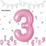 Parti Station Rakam Folyo Balon Pembe Rakam Balon Bebek Pembe 3 Yaş Balon 76 Cm Sayı Balon Uçan Balon Helyum Balon