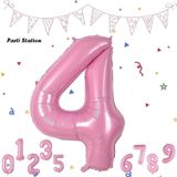 Parti Station Rakam Folyo Balon Pembe Rakam Balon Bebek Pembe 4 Yaş Balon 76 Cm Sayı Balon Uçan Balon Helyum Balon