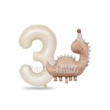 Parti Station Retro Dinozor Temalı 3 Yaş Krem Rakam Balon Seti Doğum Günü Dekorasyonu PSPNKDİNK