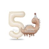 Parti Station Retro Dinozor Temalı 5 Yaş Krem Rakam Balon Seti Doğum Günü Dekorasyonu PSPNKDİNK