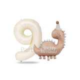 Parti Station Retro Dinozor Temalı 9 Yaş Krem Rakam Balon Seti Doğum Günü Dekorasyonu PSPNKDİNK