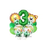 Parti Station Safari Jungle Yeşil Rakam 3 Yaş Balon Set PSSFRYSL1