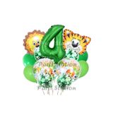 Parti Station Safari Jungle Yeşil Rakam 4 Yaş Balon Set PSSFRYSL1