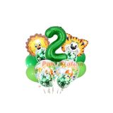Parti Station Safari Konsept Balon Seti 2 Yaş Safari Jungle Parti Doğum Günü Balon Karşılama Set Yeşil Rakam Balon