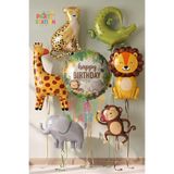 Parti Station Safari Konsept Balon Süsleme Seti 7 Parça Dev Boy Doğum Günü Balon Set Aslan Zürafa Timsah Kaplan Fil Maymun Balon