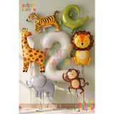 Parti Station Safari Konsept Doğum Günü Süsleme Seti 2 Yaş Rakam Balon 7 Parça Dev Boy Balon Set