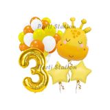 Parti Station Safari Zürafa 3 Yaş Doğum Günü Balon Set PSZURAFA