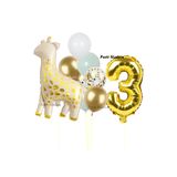 Parti Station Safari Zürafa 3 Yaş Doğum Günü Balon Set PSZURFA