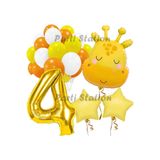 Parti Station Safari Zürafa 4 Yaş Doğum Günü Balon Set PSZURAFA