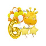 Parti Station Safari Zürafa 6 Yaş Doğum Günü Balon Set PSZURAFA