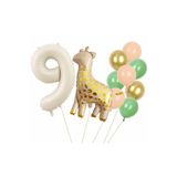 Parti Station Safari Zürafa 9 Yaş Doğum Günü Yıldızlı Balon Set PSZURAFA2BS