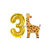 Parti Station Safari Zürafa Gold 3 Yaş Doğum Günü Balon Set PSZÜRAFABSG