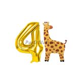 Parti Station Safari Zürafa Gold 4 Yaş Doğum Günü Balon Set PSZÜRAFABSG