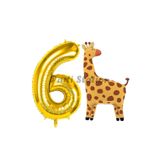 Parti Station Safari Zürafa Gold 6 Yaş Doğum Günü Balon Set PSZÜRAFABSG