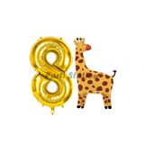Parti Station Safari Zürafa Gold 8 Yaş Doğum Günü Balon Set PSZÜRAFABSG