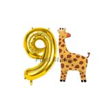 Parti Station Safari Zürafa Gold 9 Yaş Doğum Günü Balon Set PSZÜRAFABSG
