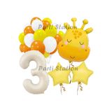 Parti Station Safari Zürafa Konsept 3 Yaş Doğum Günü Balon Set PSZURAFAX