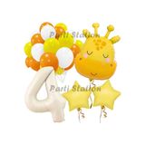 Parti Station Safari Zürafa Konsept 4 Yaş Doğum Günü Balon Set PSZURAFAX