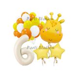 Parti Station Safari Zürafa Konsept 6 Yaş Doğum Günü Balon Set PSZURAFAX