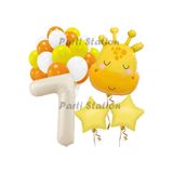 Parti Station Safari Zürafa Konsept 7 Yaş Doğum Günü Balon Set PSZURAFAX