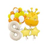 Parti Station Safari Zürafa Konsept 8 Yaş Doğum Günü Balon Set PSZURAFAX