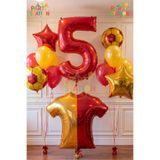 Parti Station Sarı Kırmızı Balon Set Sarı Kırmızı 5 Yaş Balon Set Futbol Balon Set Doğum Günü Balon Set