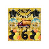Parti Station Sarı Siyah İnşaat Kamyon Temalı 6 Yaş Balon Seti Doğum Günü Dekorasyonu PS-KMYNX-