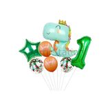 Parti Station Sevimli Dinozor Temalı 1 Yaş Yeşil Folyo Balon Seti Doğum Günü Dekorasyonu PSJURASC