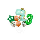 Parti Station Sevimli Dinozor Temalı 3 Yaş Yeşil Folyo Balon Seti Doğum Günü Dekorasyonu PSJURASC