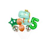 Parti Station Sevimli Dinozor Temalı 5 Yaş Yeşil Folyo Balon Seti Doğum Günü Dekorasyonu PSJURASC
