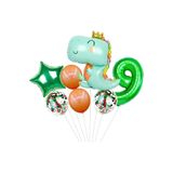 Parti Station Sevimli Dinozor Temalı 9 Yaş Yeşil Folyo Balon Seti Doğum Günü Dekorasyonu PSJURASC