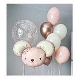 Parti Station Sevimli Fare Konsept Pembe Balon Set Doğum Günü Kutlaması İçin Mouse Balloon Buketi - Çok Renkli