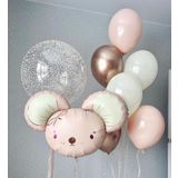 Parti Station Sevimli Fare Konsept Pembe Fare Balon Set Mouse Balloon Doğum Günü Balon Buketi