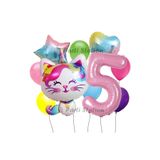 Parti Station Sevimli Unicorn Kedi Kitty Temalı 5 Yaş Balon Seti Doğum Günü Dekorasyonu