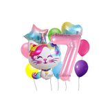 Parti Station Sevimli Unicorn Kedi Kitty Temalı 7 Yaş Balon Seti Doğum Günü Dekorasyonu