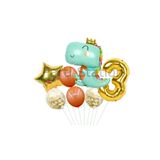 Parti Station Sevimli Yeşil Dinozor Temalı 3 Yaş Folyo Balon Seti Doğum Günü Dekorasyonu