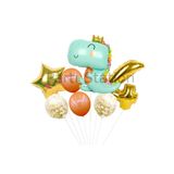 Parti Station Sevimli Yeşil Dinozor Temalı 4 Yaş Folyo Balon Seti Doğum Günü Dekorasyonu