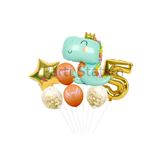 Parti Station Sevimli Yeşil Dinozor Temalı 5 Yaş Folyo Balon Seti Doğum Günü Dekorasyonu