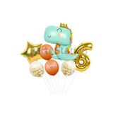 Parti Station Sevimli Yeşil Dinozor Temalı 6 Yaş Folyo Balon Seti Doğum Günü Dekorasyonu