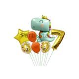 Parti Station Sevimli Yeşil Dinozor Temalı 7 Yaş Folyo Balon Seti Doğum Günü Dekorasyonu