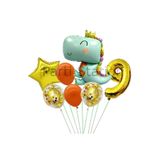 Parti Station Sevimli Yeşil Dinozor Temalı 9 Yaş Folyo Balon Seti Doğum Günü Dekorasyonu