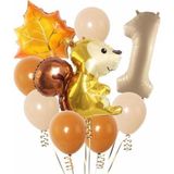 Parti Station Sincap Sonbahar Woodland Orman Hayvanları 1 Yaş Balon Set Woodland Konsept Doğum Günü Set