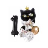Parti Station Siyah Kedi Halloween Konsept 1 Yaş Doğum Günü Balon Set PSSKEDİBS