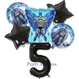 Parti Station Siyah Rakam Balonlu Yarasa Batman Konsept 5 Yaş Doğum Günü Parti Balon Set Batman Tema Parti Set